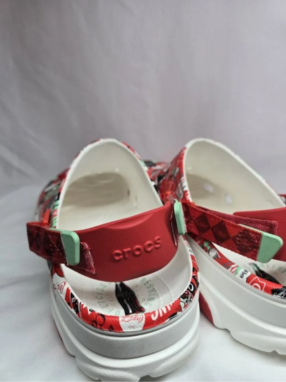 Crocs Mens COCA COLA ALL-TERRAIN CLOG White Red MENS SIZE 15- MISSING CHARMS